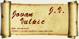Jovan Vulpić vizit kartica